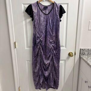 CYKXTEES Crushed Velvet Midi Dress Vintage L/XL Purple Whimsygoth Gothic Costume